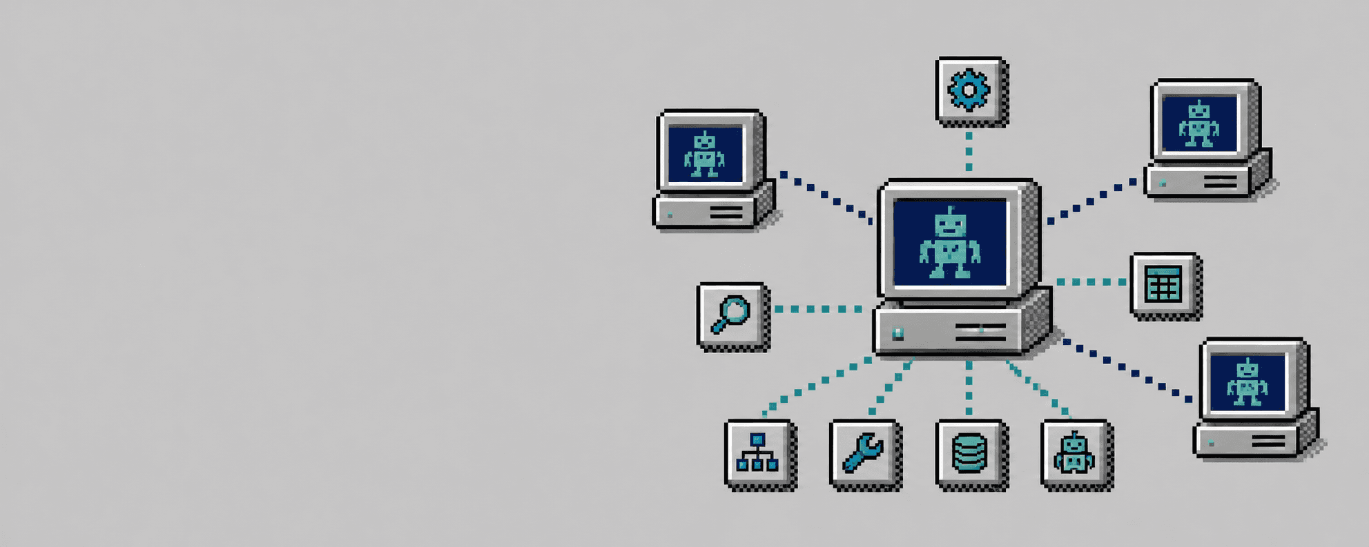Pixel art network of desktop computers and software tools
